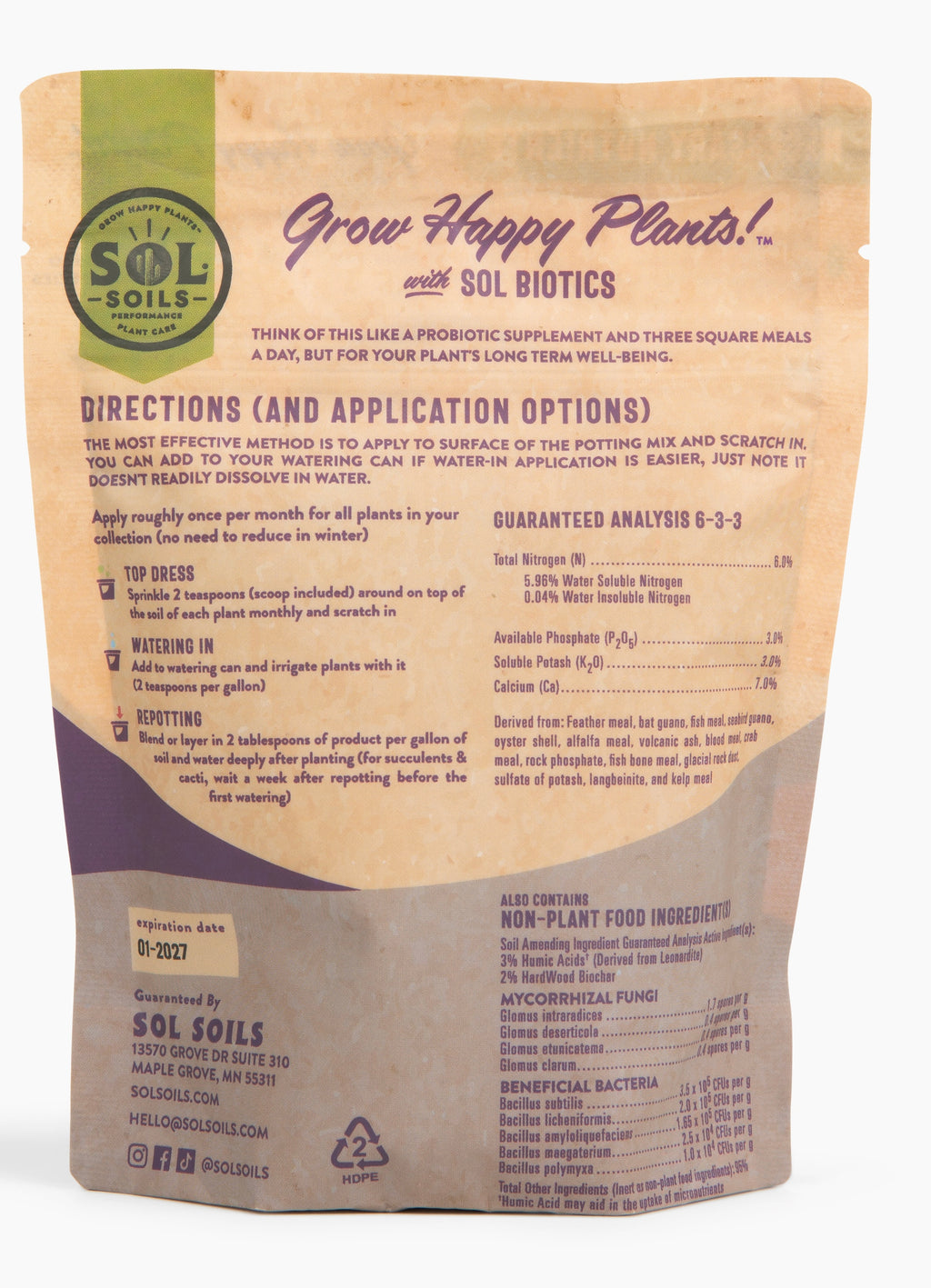 Sol Biotics - Necessary Nutrients - All Natural Fertilizer