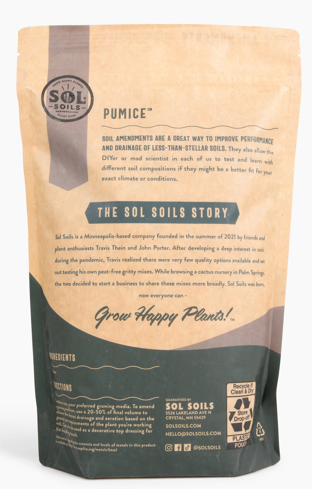 Sol Soil - Pumice - 2 Quart Bag